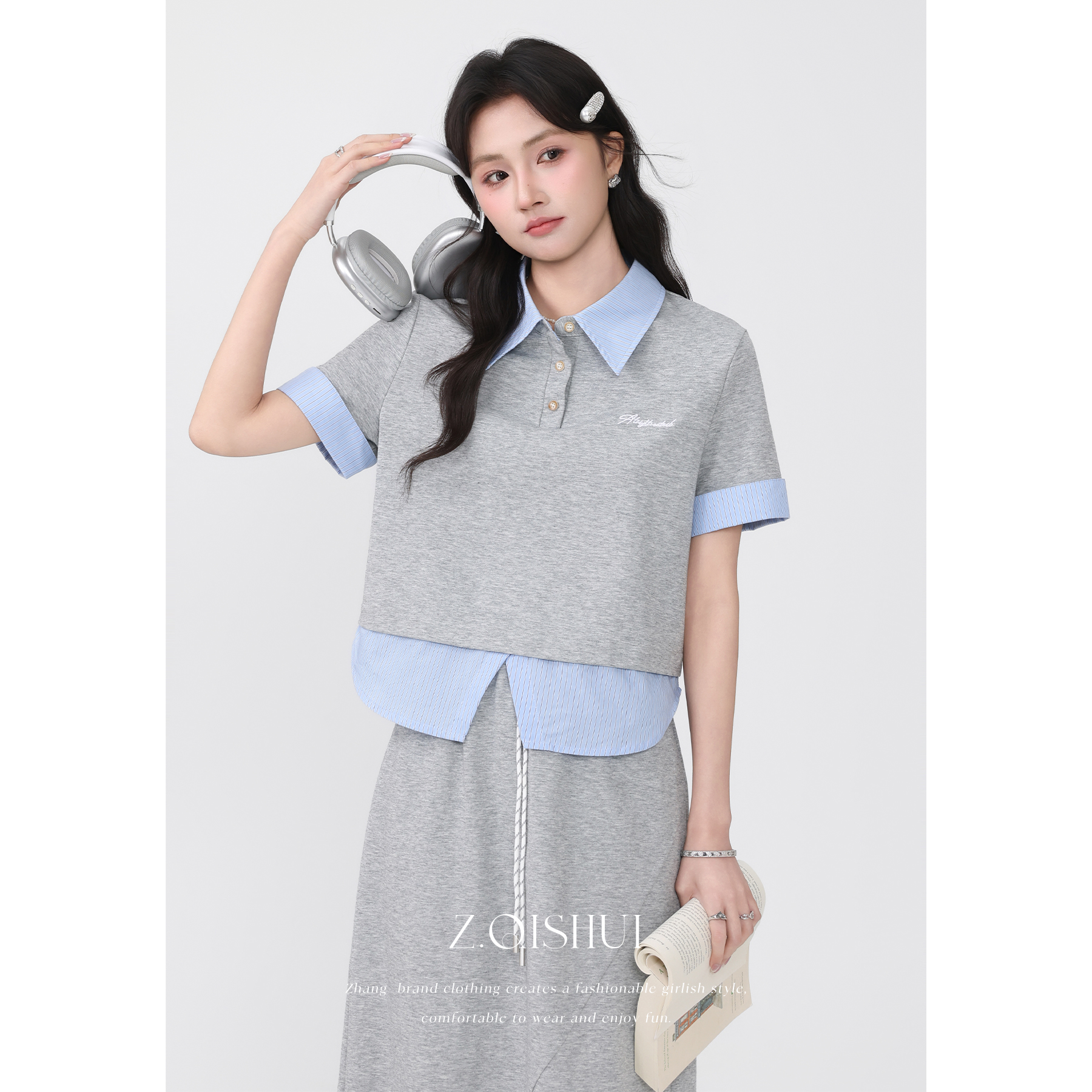 【新品】张汽水夏季新品2025T恤半身裙套装