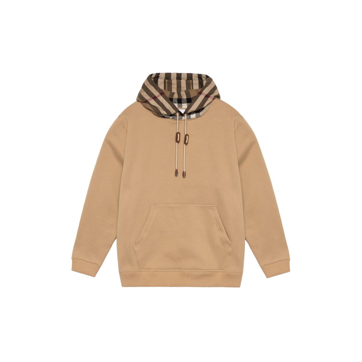 Burberry博柏利 格子印花连帽套头长袖卫衣 男款 卡其色80450061