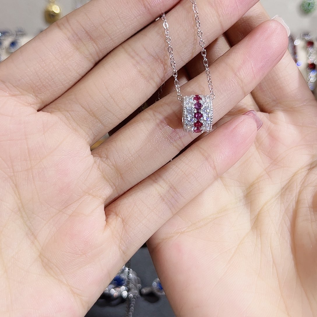 红宝石吊坠(赠链)银S925镶嵌