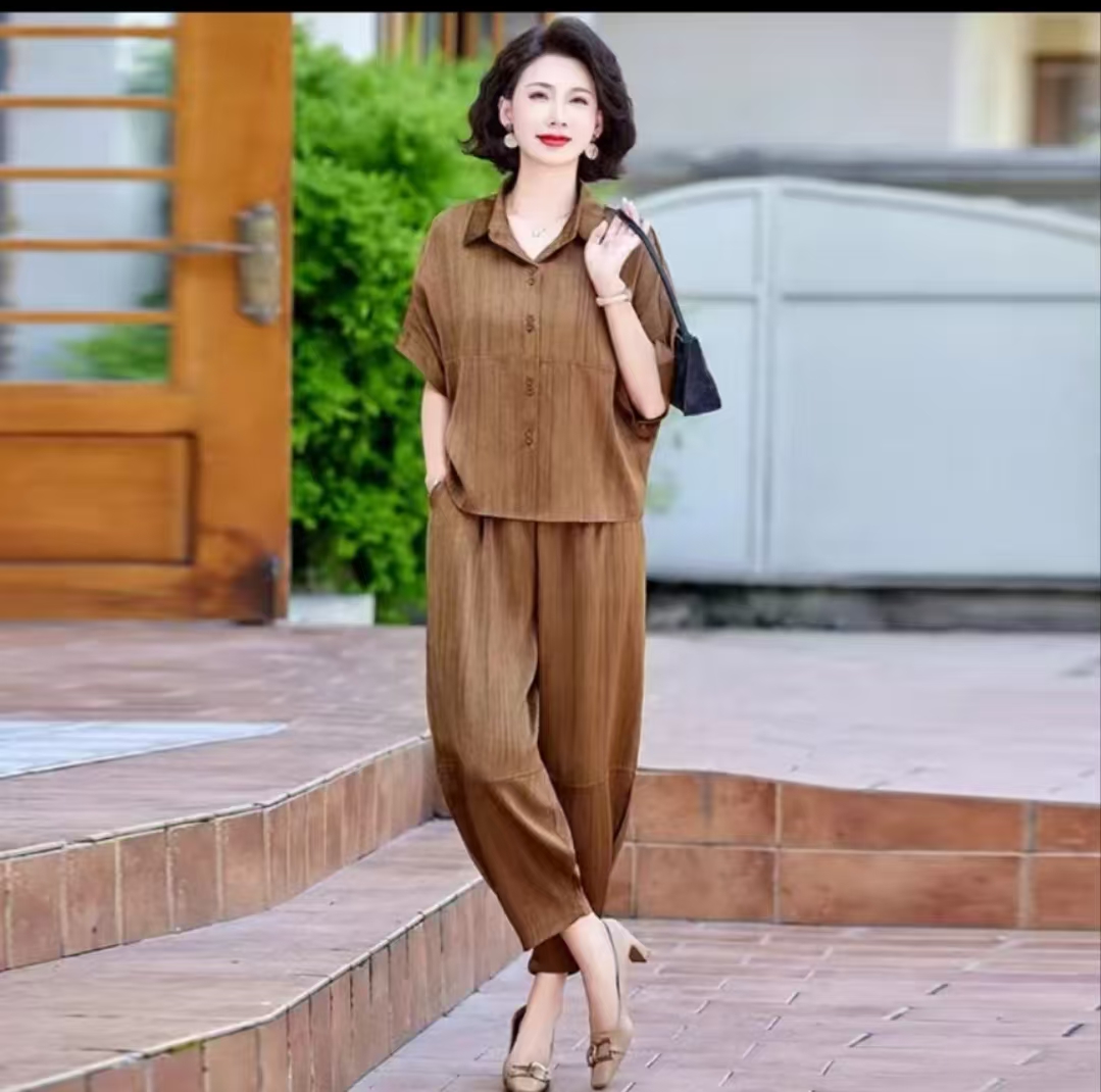 2530  X【上衣+裤子】条纹纽扣常规时尚薄款时尚套装 F203