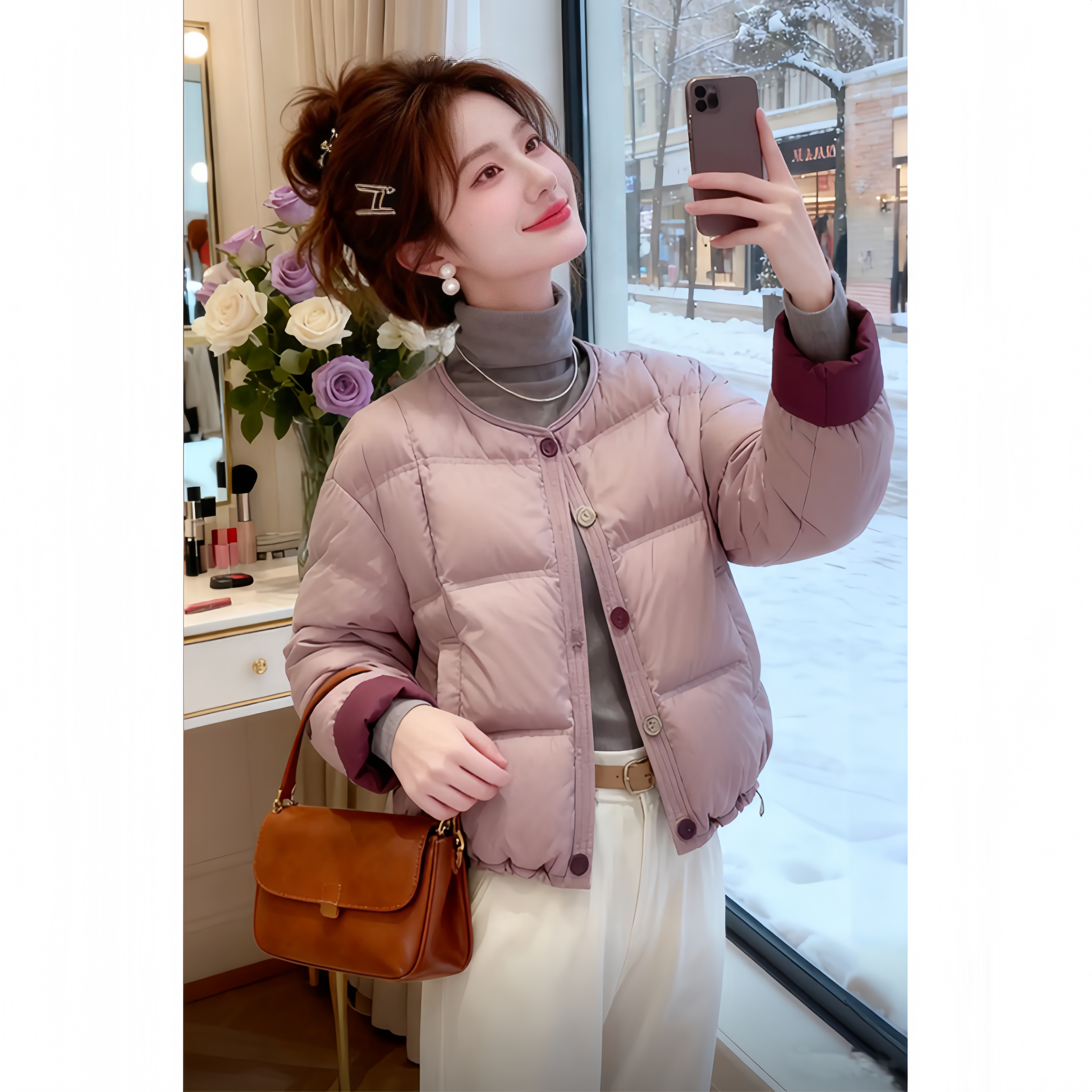 SHALLDOER【巴黎紫水晶】韩系棉服女冬季2026小个子新年战袍厚外套