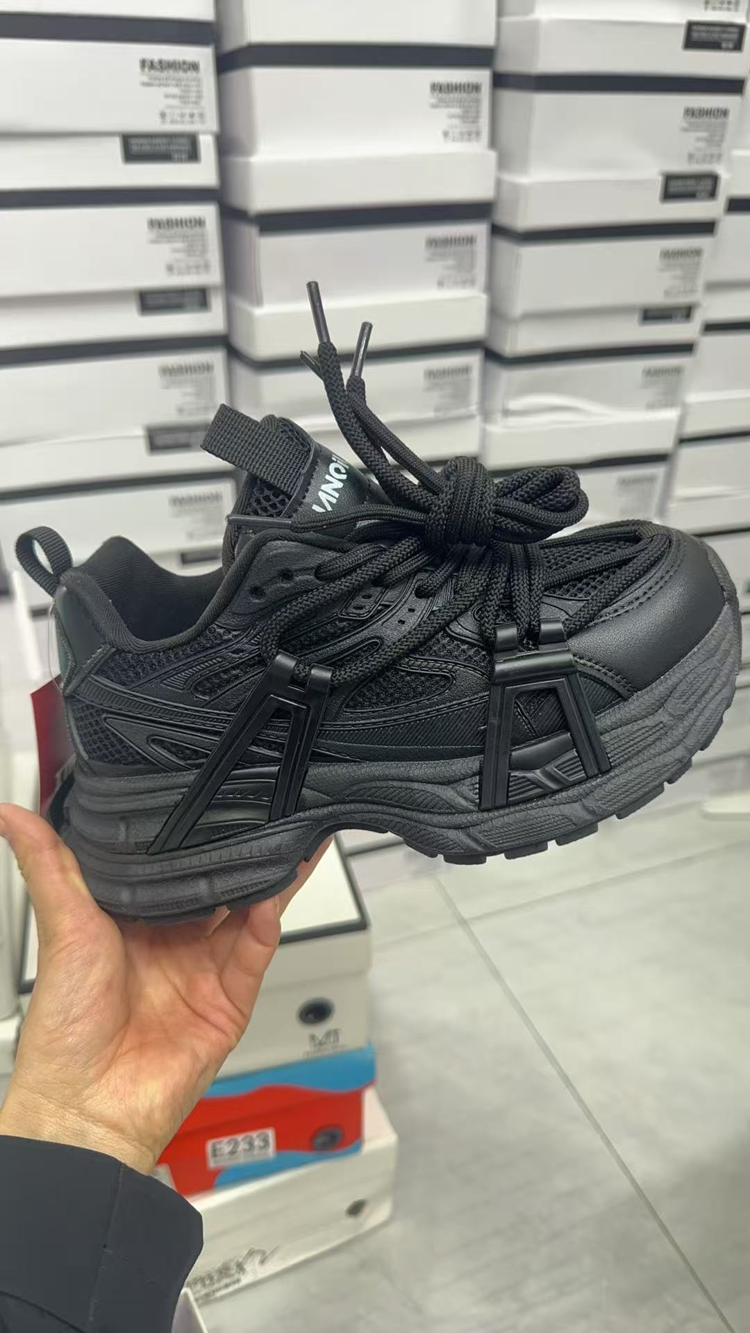 A409 黑白厚底老爹鞋老爹鞋鞋子时尚运动鞋休闲鞋百搭黑色