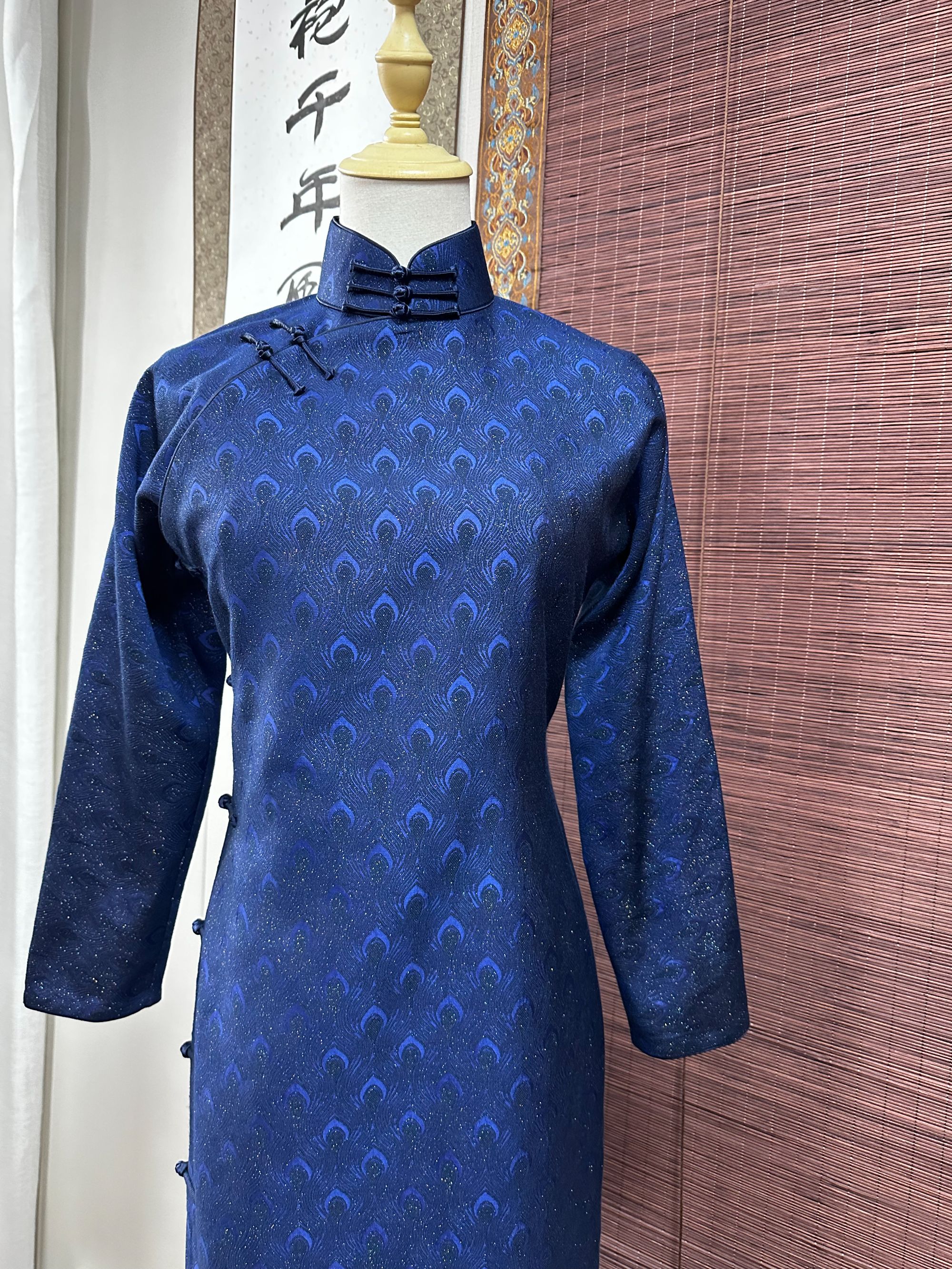 经典无省券开襟双层秋冬款长袖长款旗袍