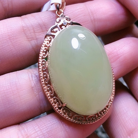 和田玉戒指银S925镶嵌