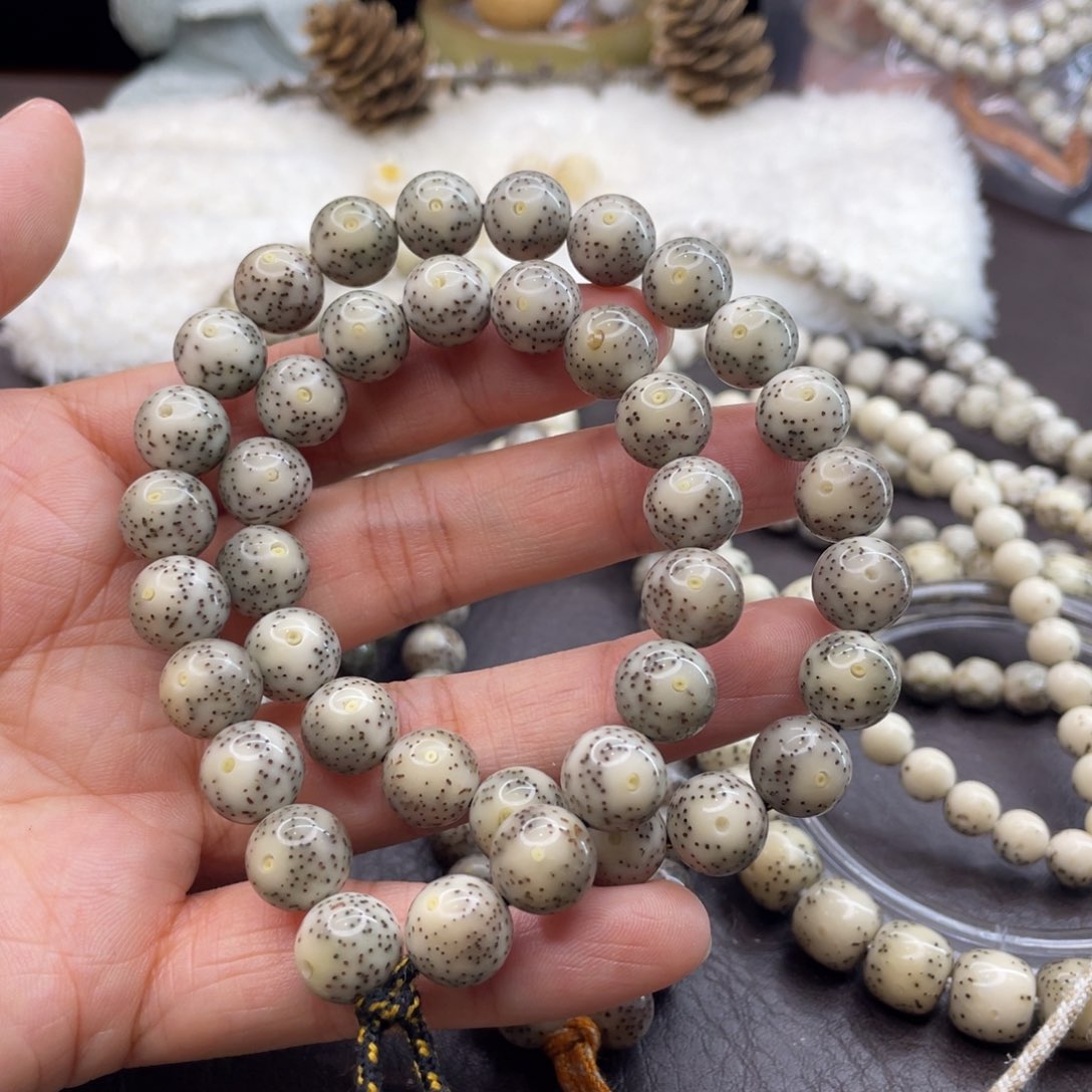 星月菩提手串洣*卡10带月留白小细星圆珠，定制40颗