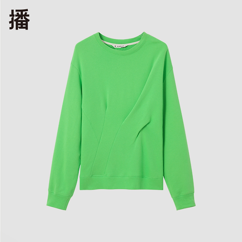 播百搭秋冬绿色圆领卫衣BDQ3VD0554河边微风