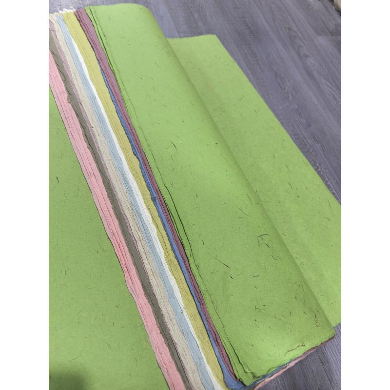 十色丝绒楮皮笺 手工小六尺61*180cm50张书法国画作品纸  半生熟
