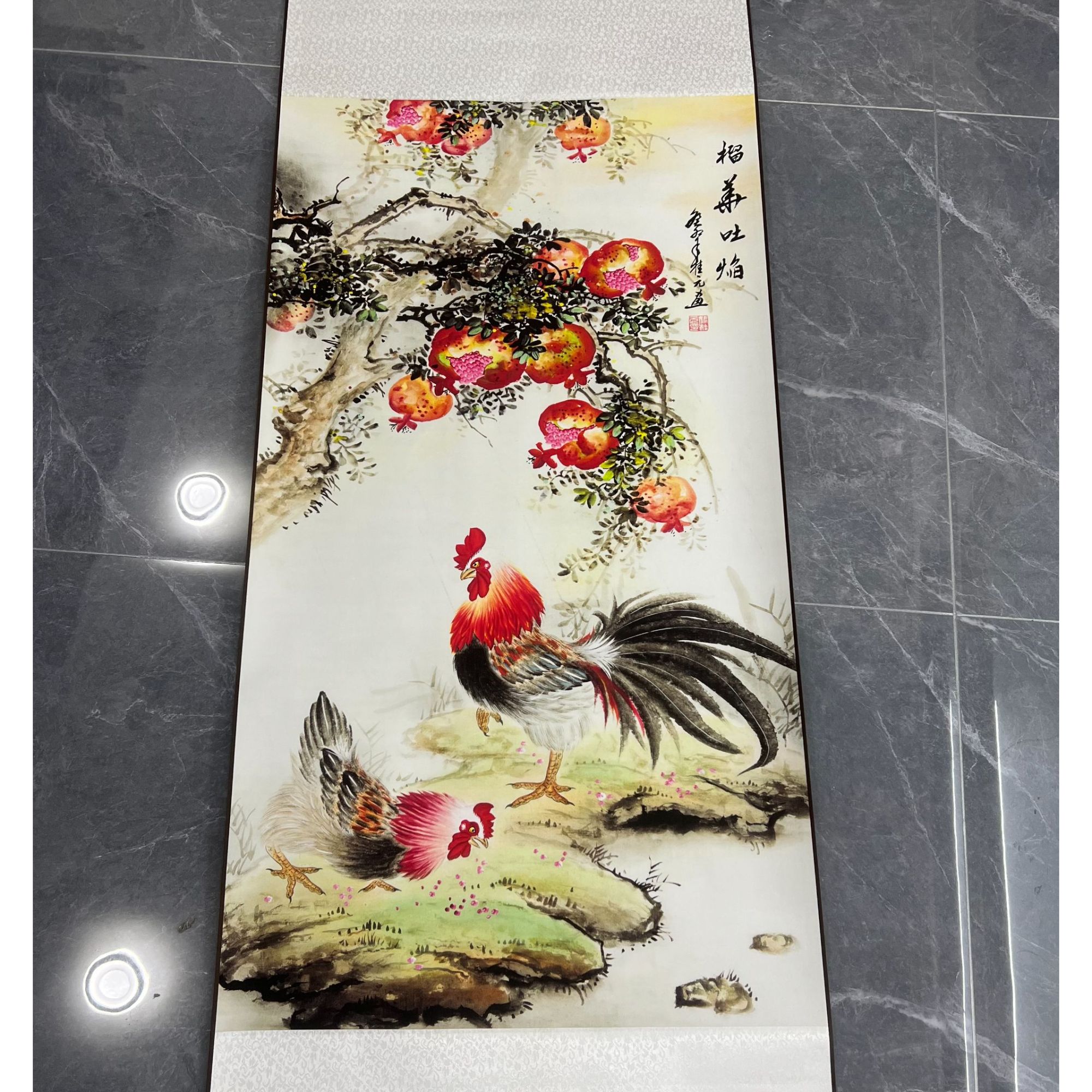 三尺（榴花吐焰）160*55高清数字还原 复刻 居家装饰挂画