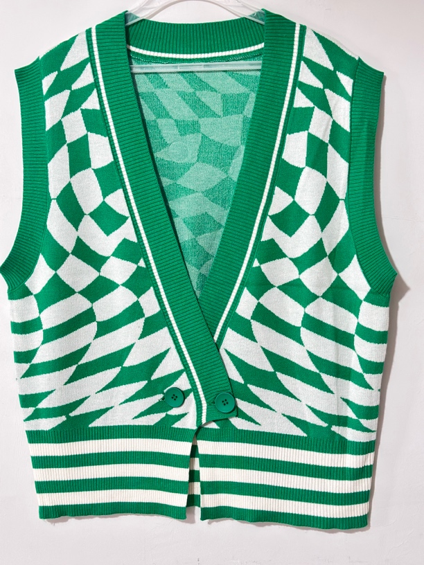 百搭大码宽松针织马甲（菱格或斑马纹随机发）