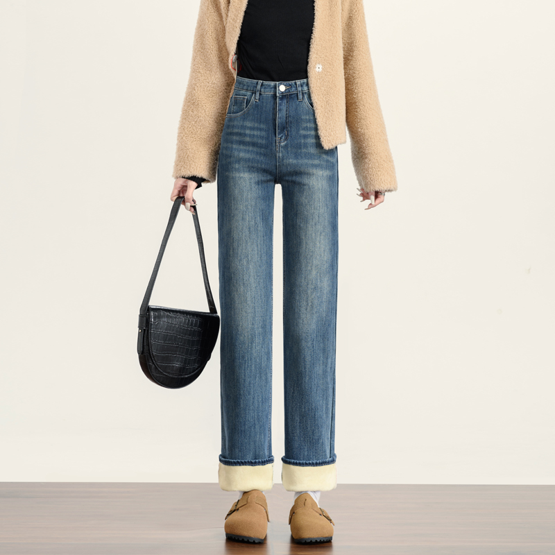 ZENGZHI/增致牛仔WX8010秋冬时尚修身显瘦小个子加绒直筒裤款女