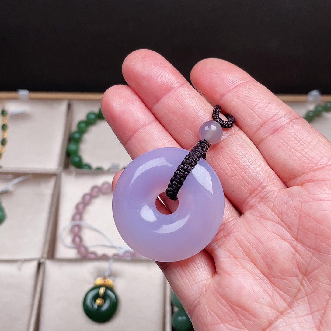 玛瑙/玉髓未镶嵌颈饰紫罗兰玛瑙平安扣