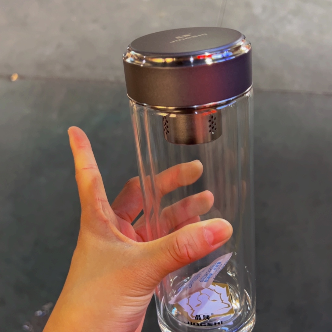 晶狮双层玻璃杯双哑光灰色双层玻璃杯370