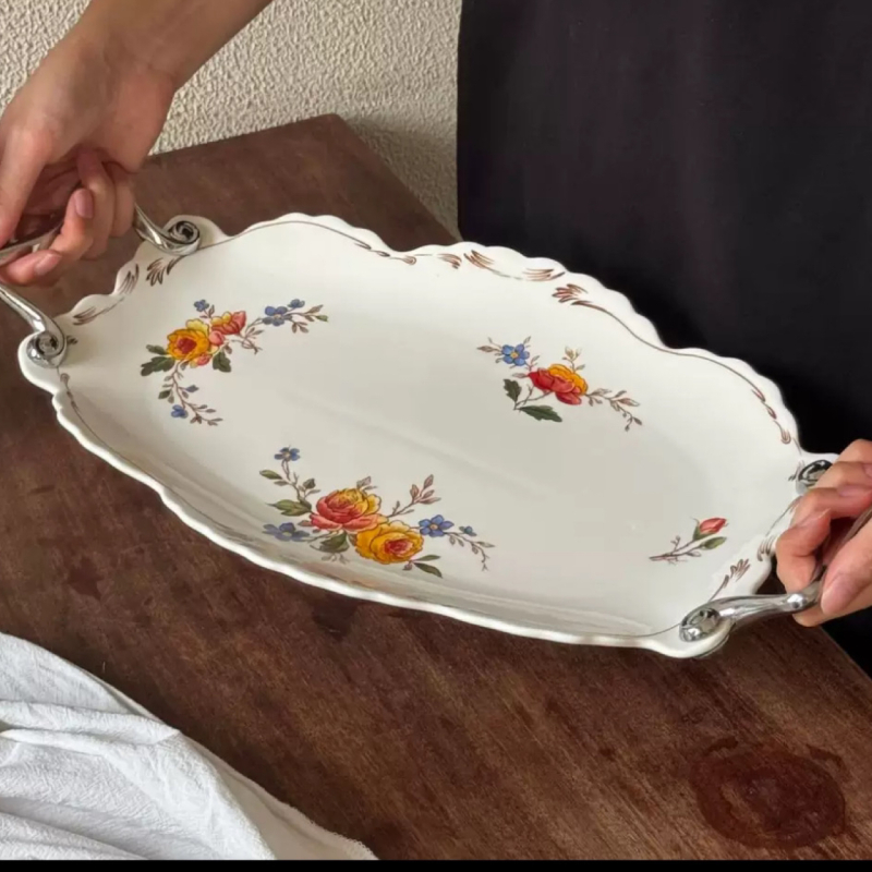 大美陶瓷 | 宫廷风早餐托盘下午茶甜点水果盘高颜值家用装饰盘