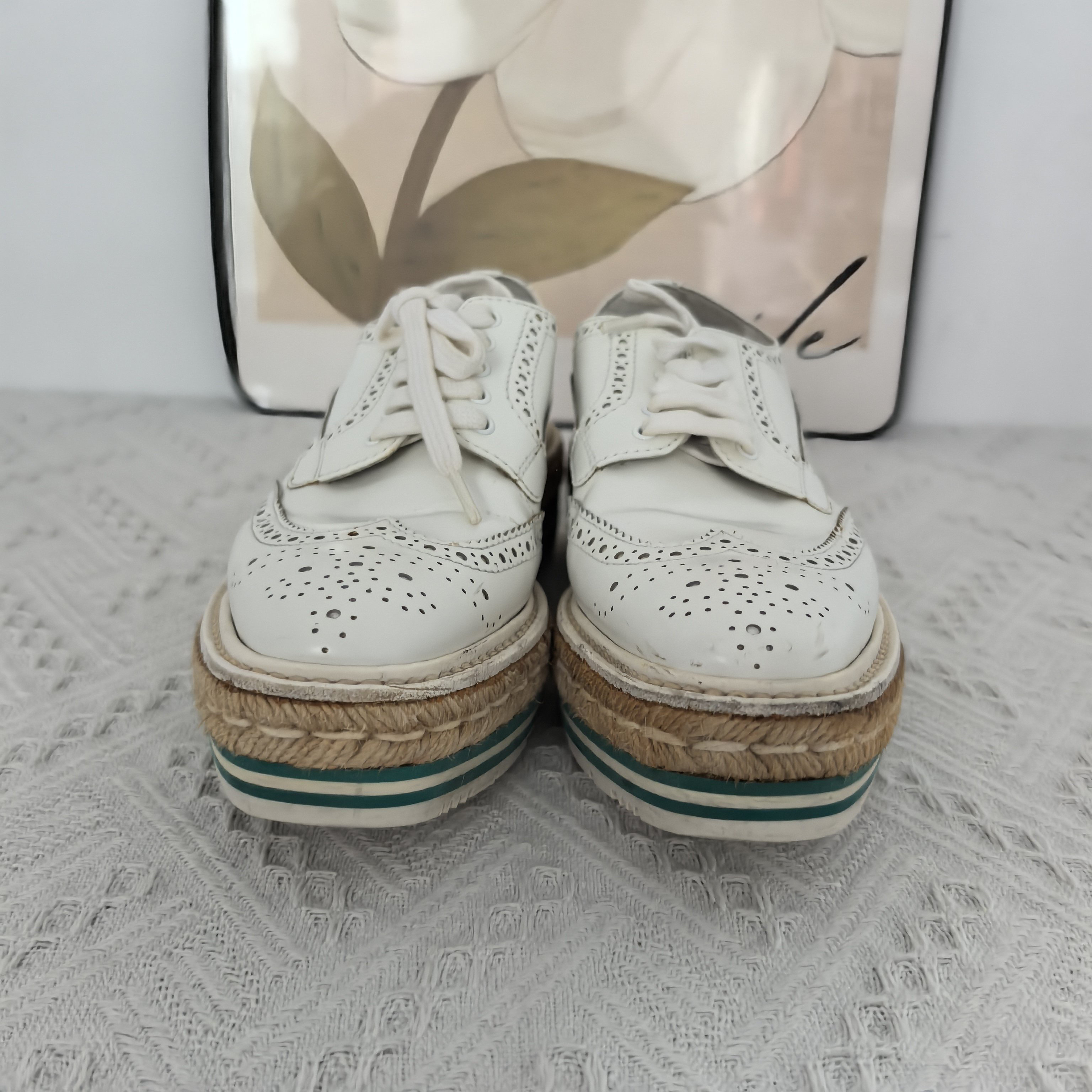 90新 Prada/普拉达 A10289 Prada 白色 松糕鞋 35.5码