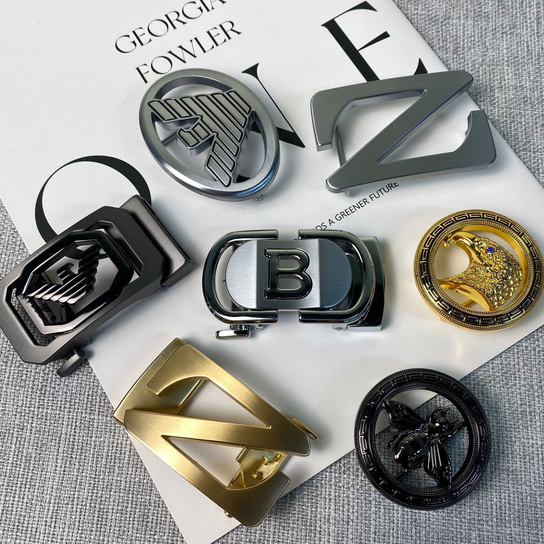 centrekoala男士高档时尚百搭镶钻经典单扣头潮流板扣挂扣自动扣