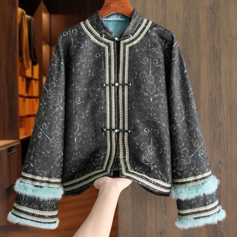 1782【青湖】国风轻奢长袖棉服秋冬新款棉袄休闲百搭棉衣