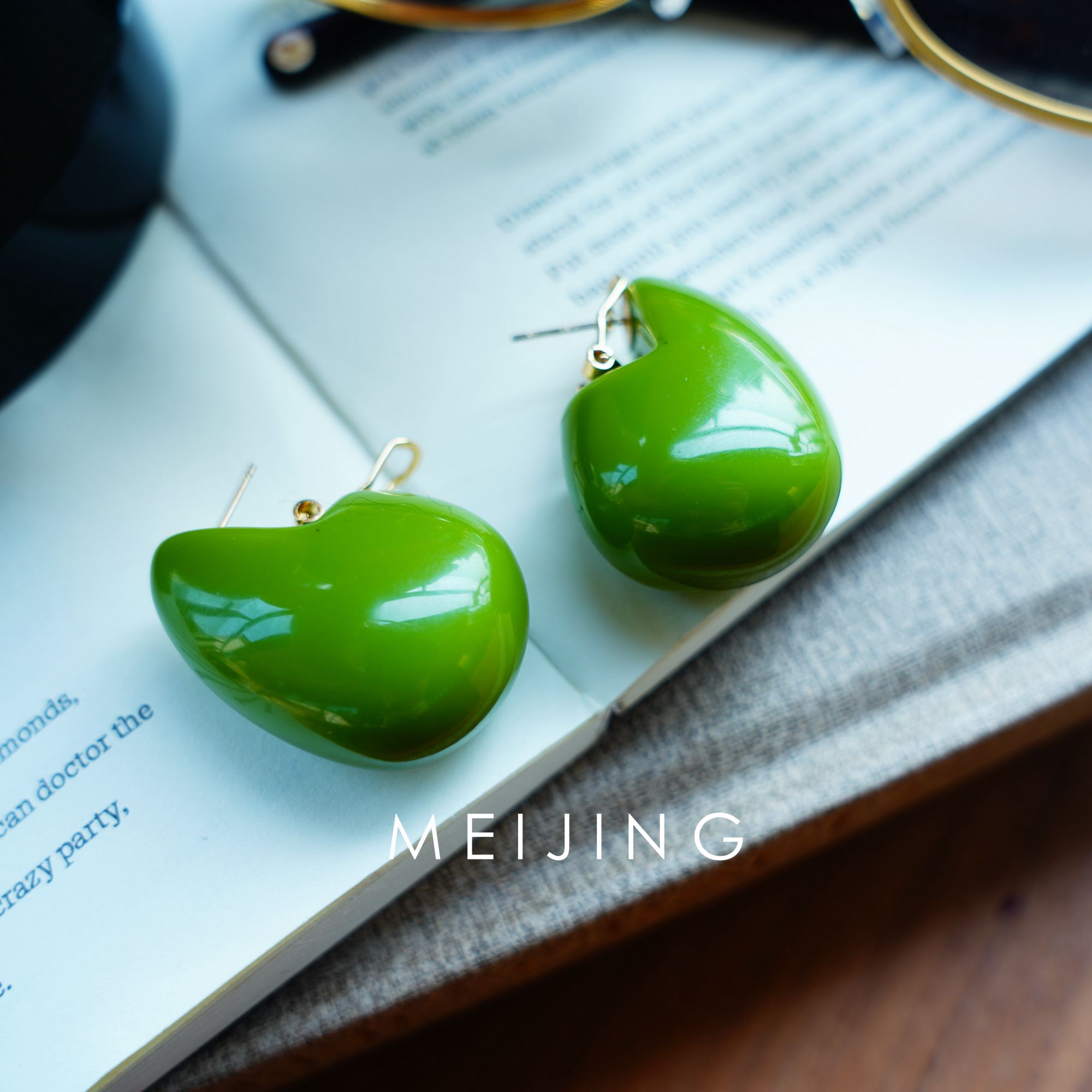 黄铜耳饰 【爱逗】法式少女小众时尚树脂耳环轻奢高级感百搭耳饰