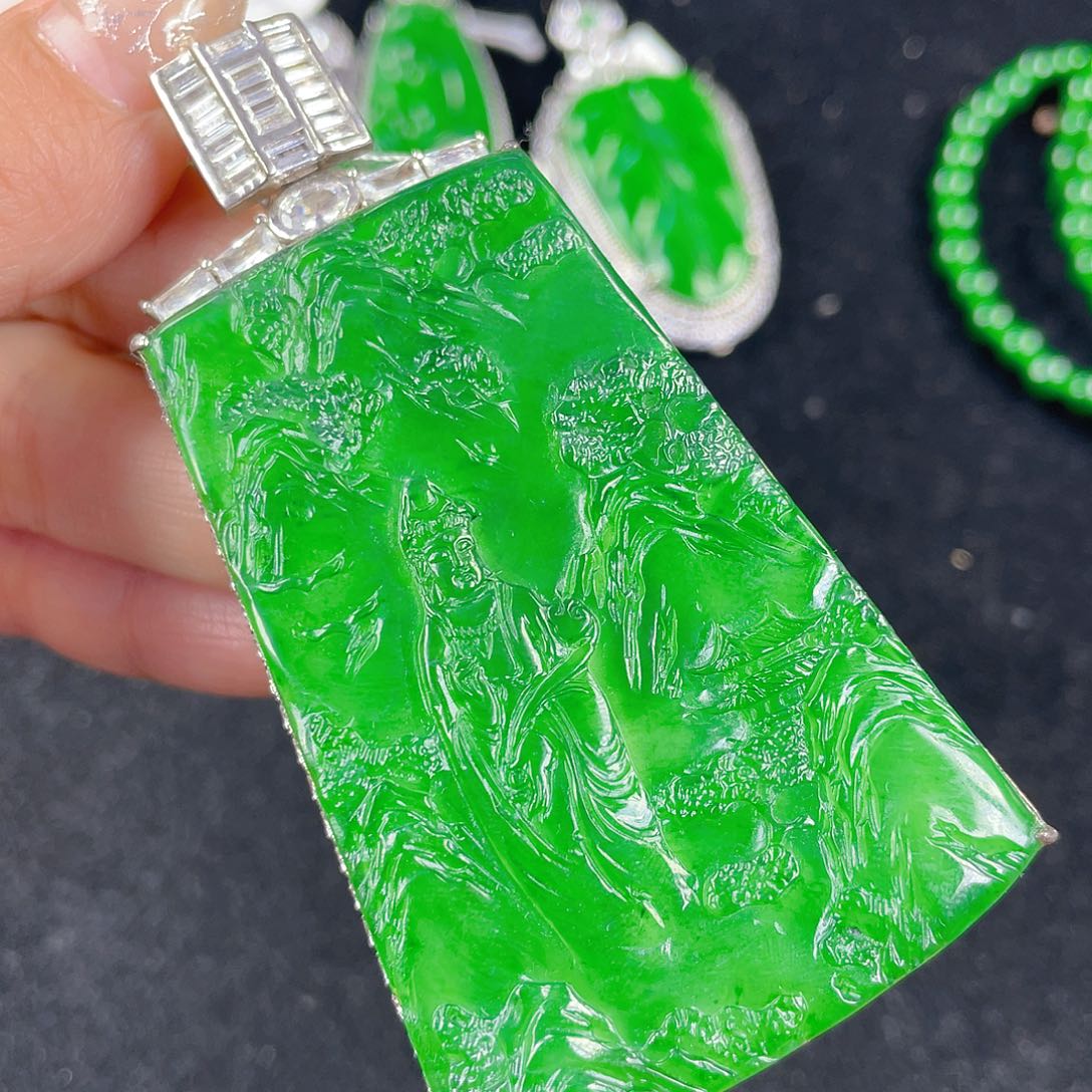 翡翠吊坠(不含链)银S925镶嵌