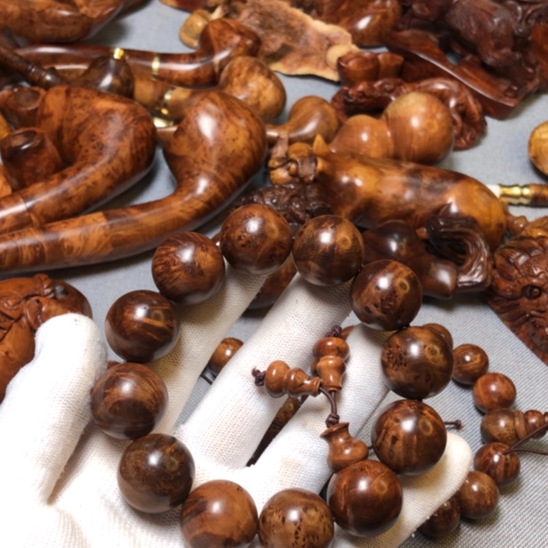 【闪购商品】木←****的麻梨疙瘩火琉璃手把件