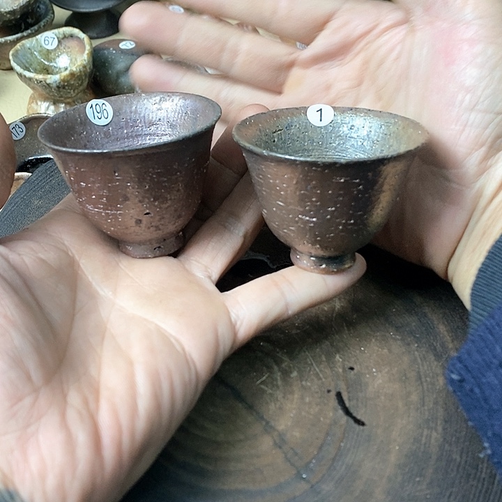 杯手工粗陶、柴烧茶器