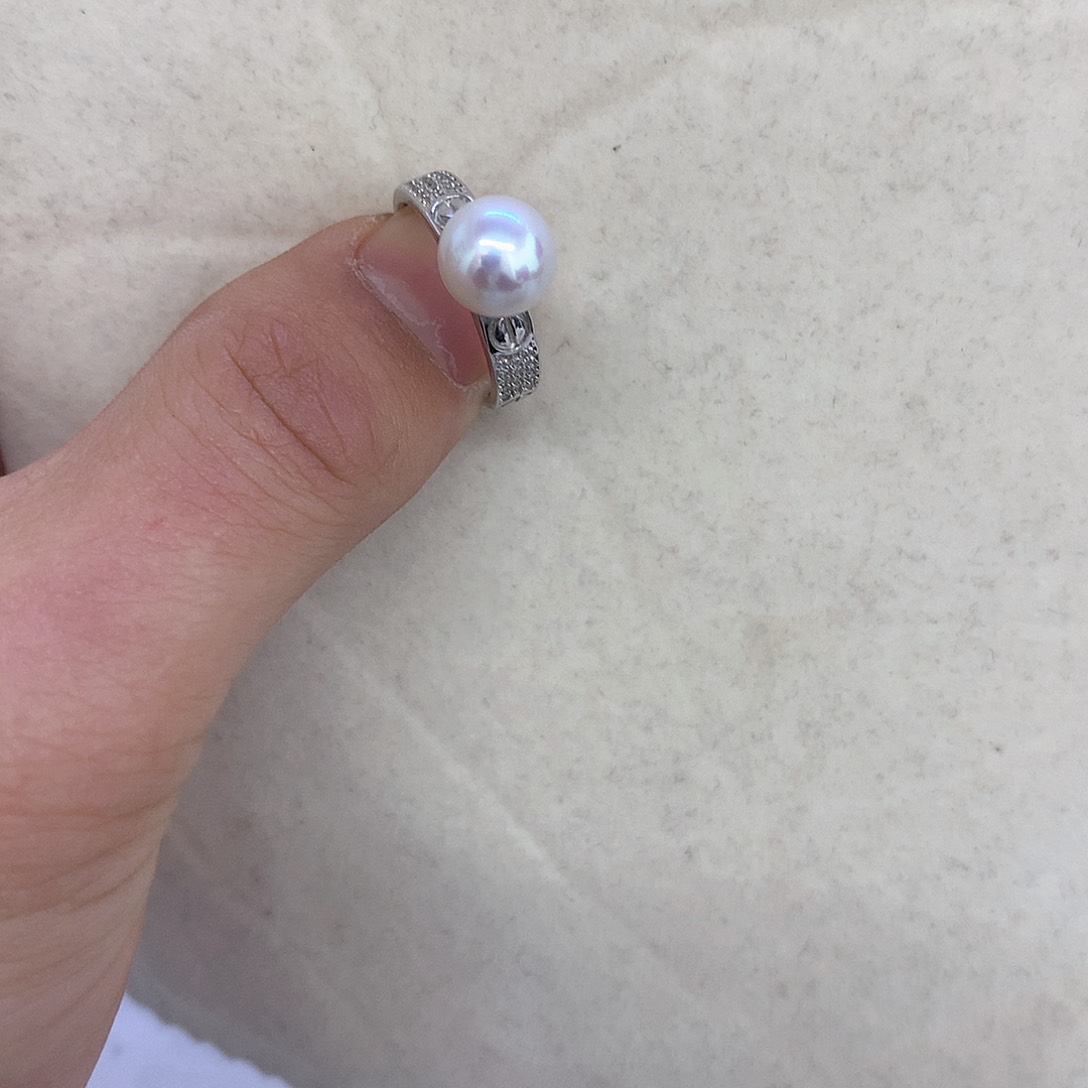 淡水珍珠戒指银S925镶嵌