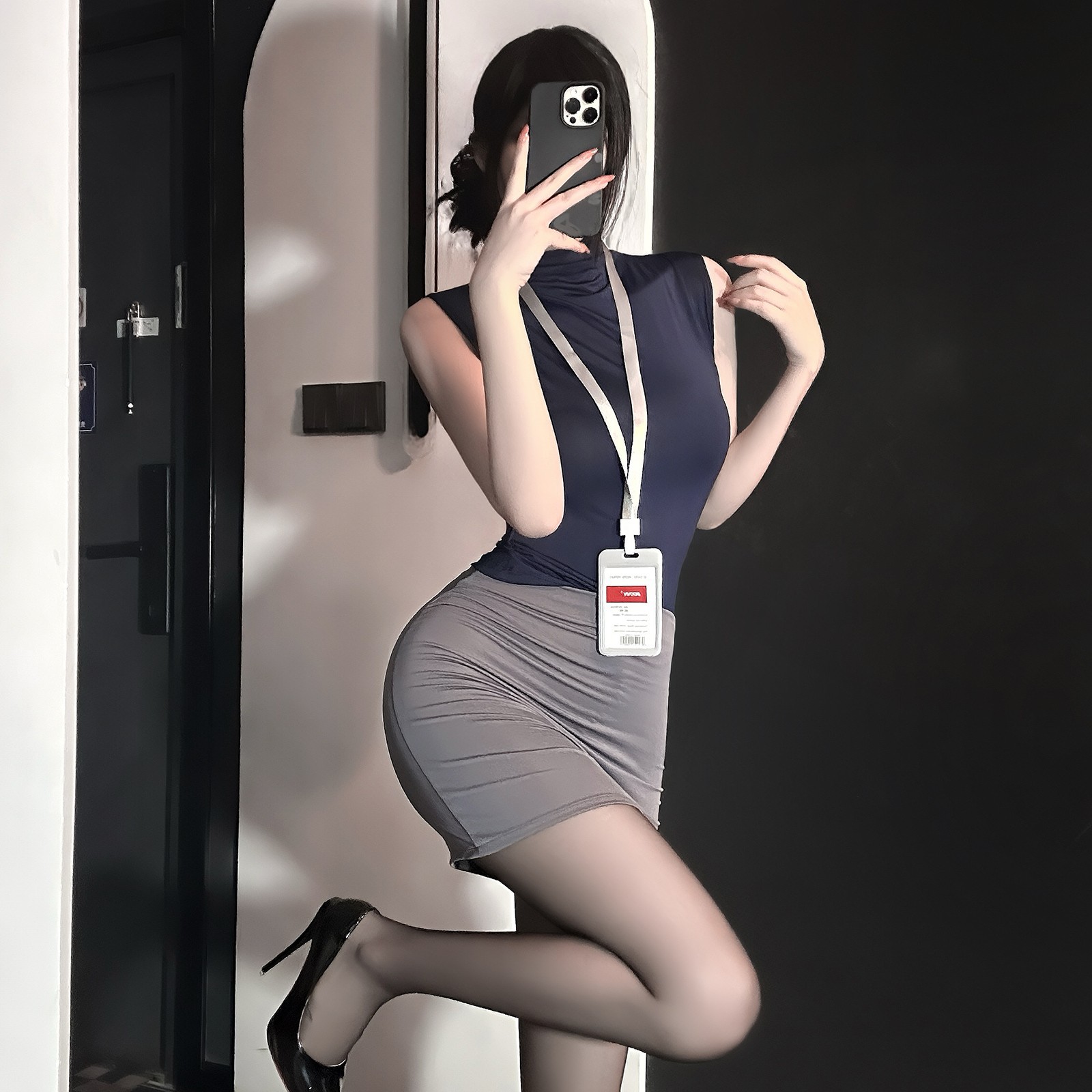 御姐OL秘书装高腰弹力显瘦职业装情趣内衣性感COS包臀裙慵懒网红