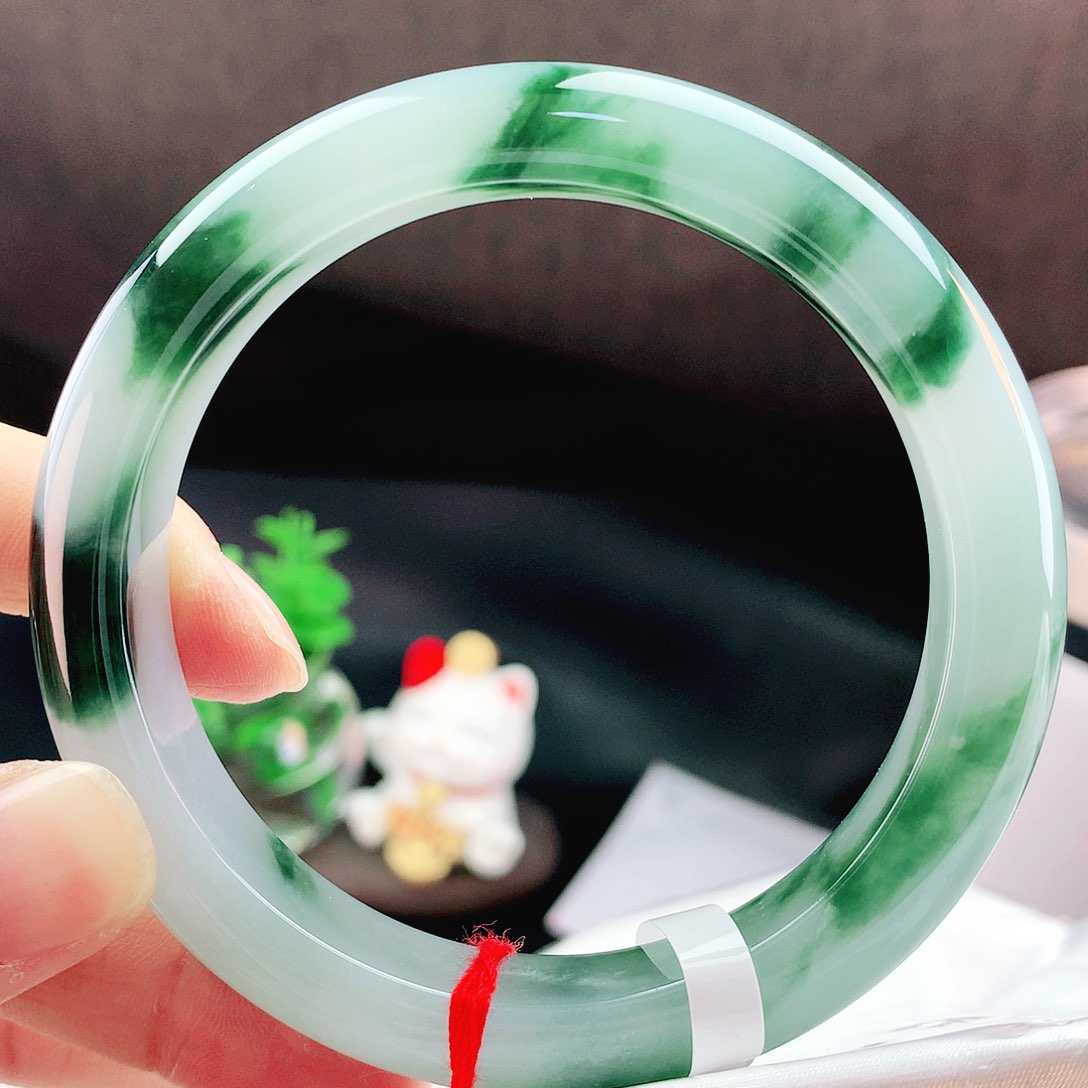 未镶嵌手镯翡翠59+冰蓝翠