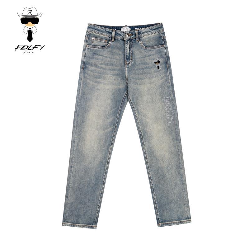 FDLFY老佛爷牛仔裤夏季2025年新款轻奢直筒长裤欧货潮牌裤子时尚