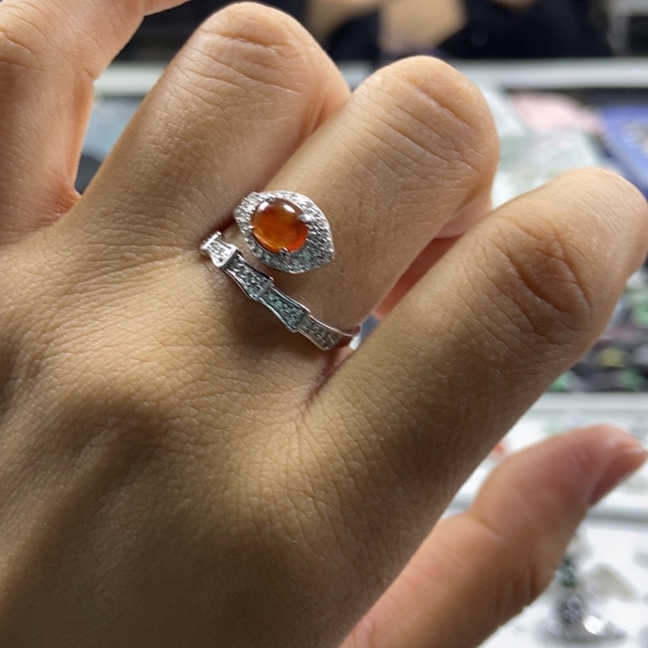 翡翠戒指银S925镶嵌戒指