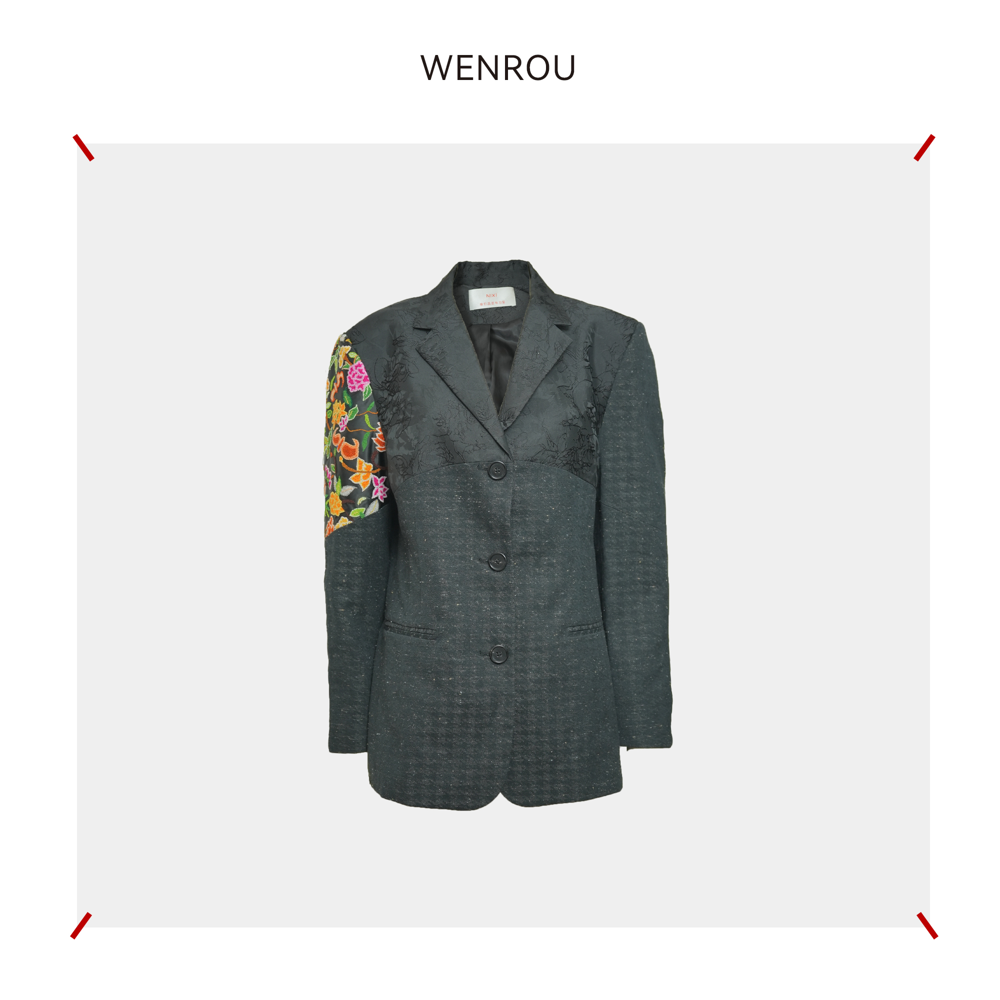 温柔自知 国风设计 手工刺绣进口面料西装外套GZ2501