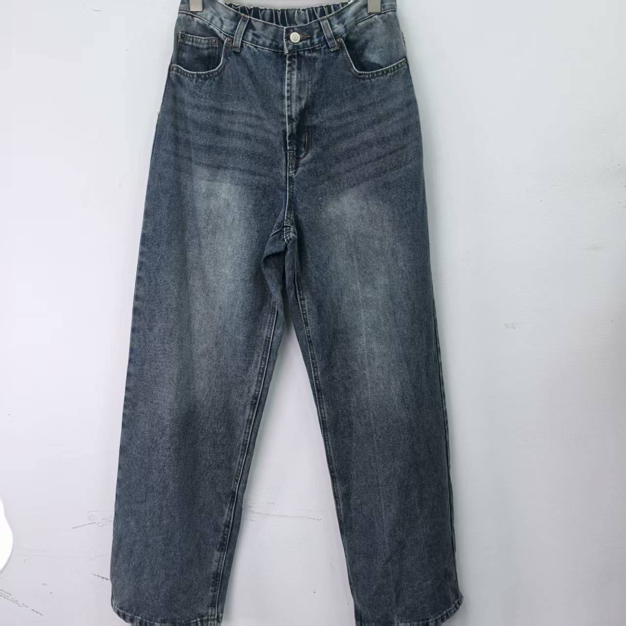 B3 半松紧腰做旧秋季牛仔裤