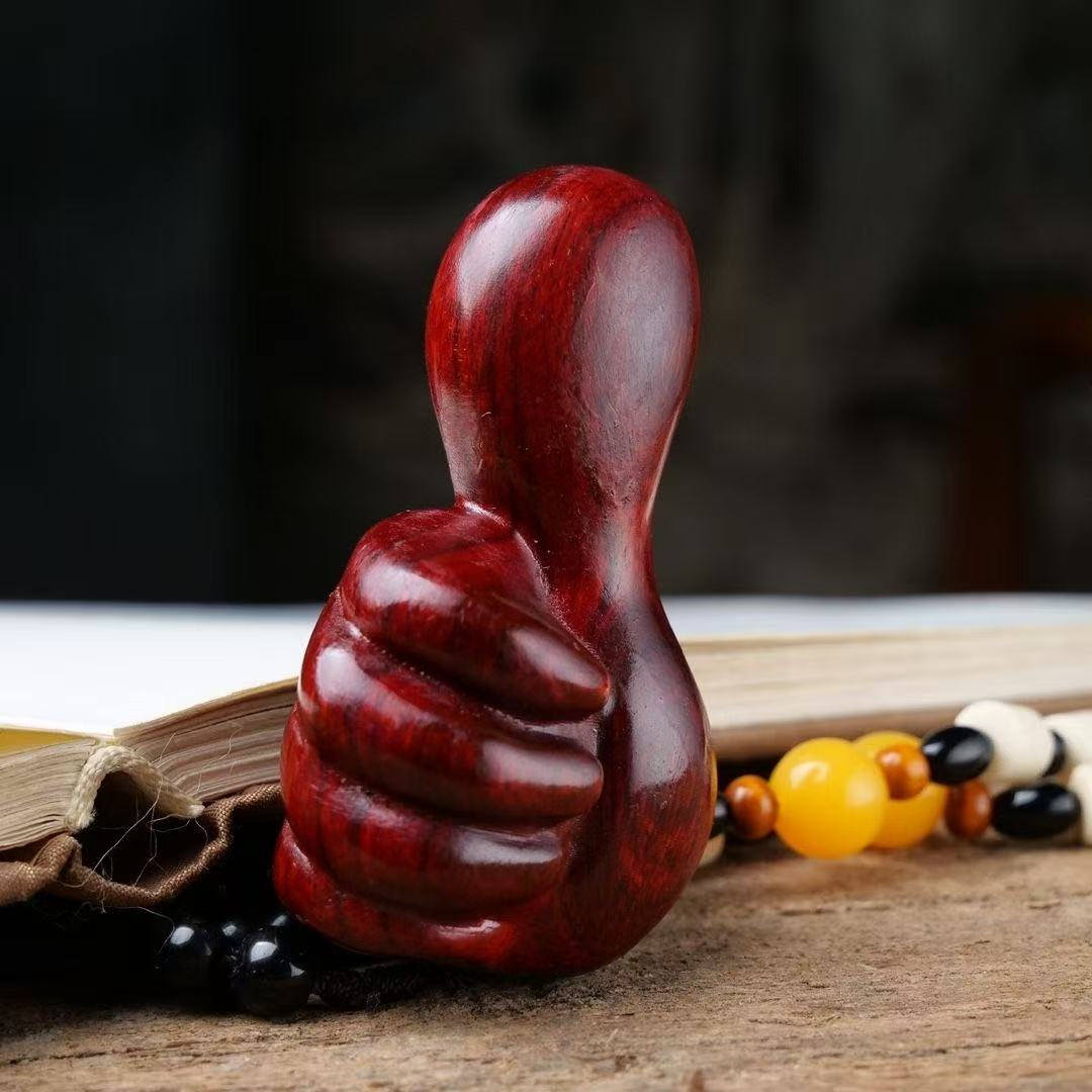 紫檀木雕大拇指手把件按摩把玩原木原色