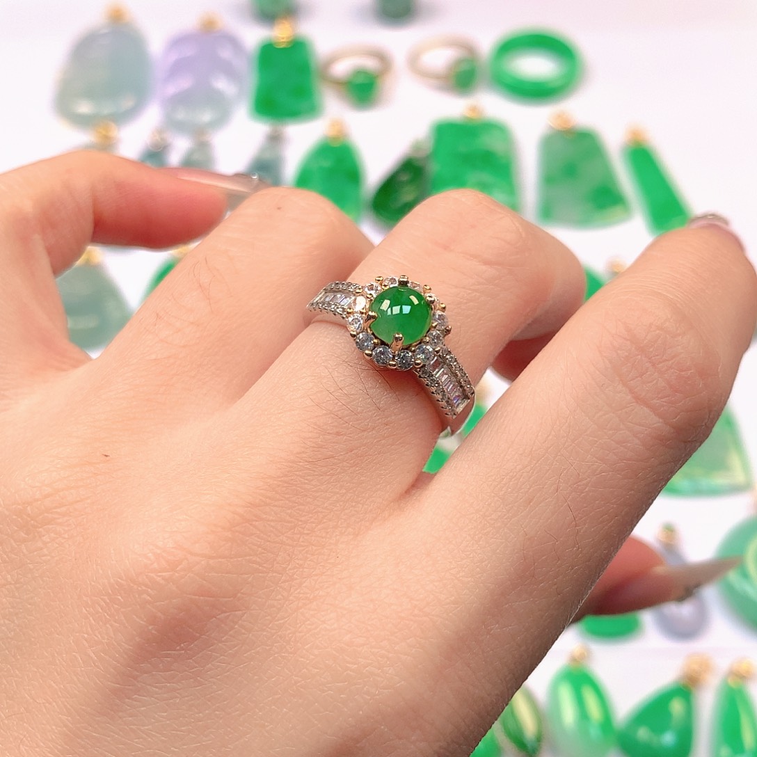 翡翠银S925镶嵌吊坠(不含链)