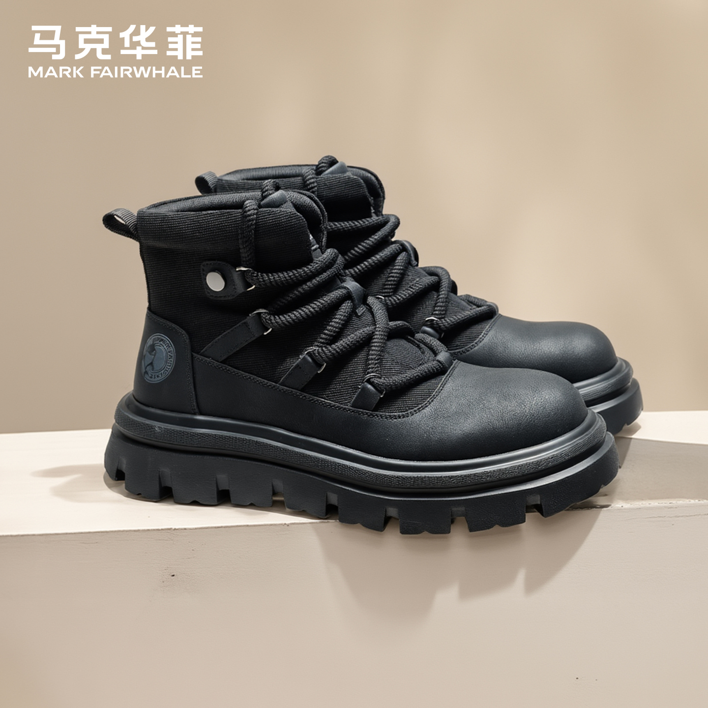 马克华菲靴子男款2025新款秋冬高帮马丁靴男款踢不烂美式工装靴男
