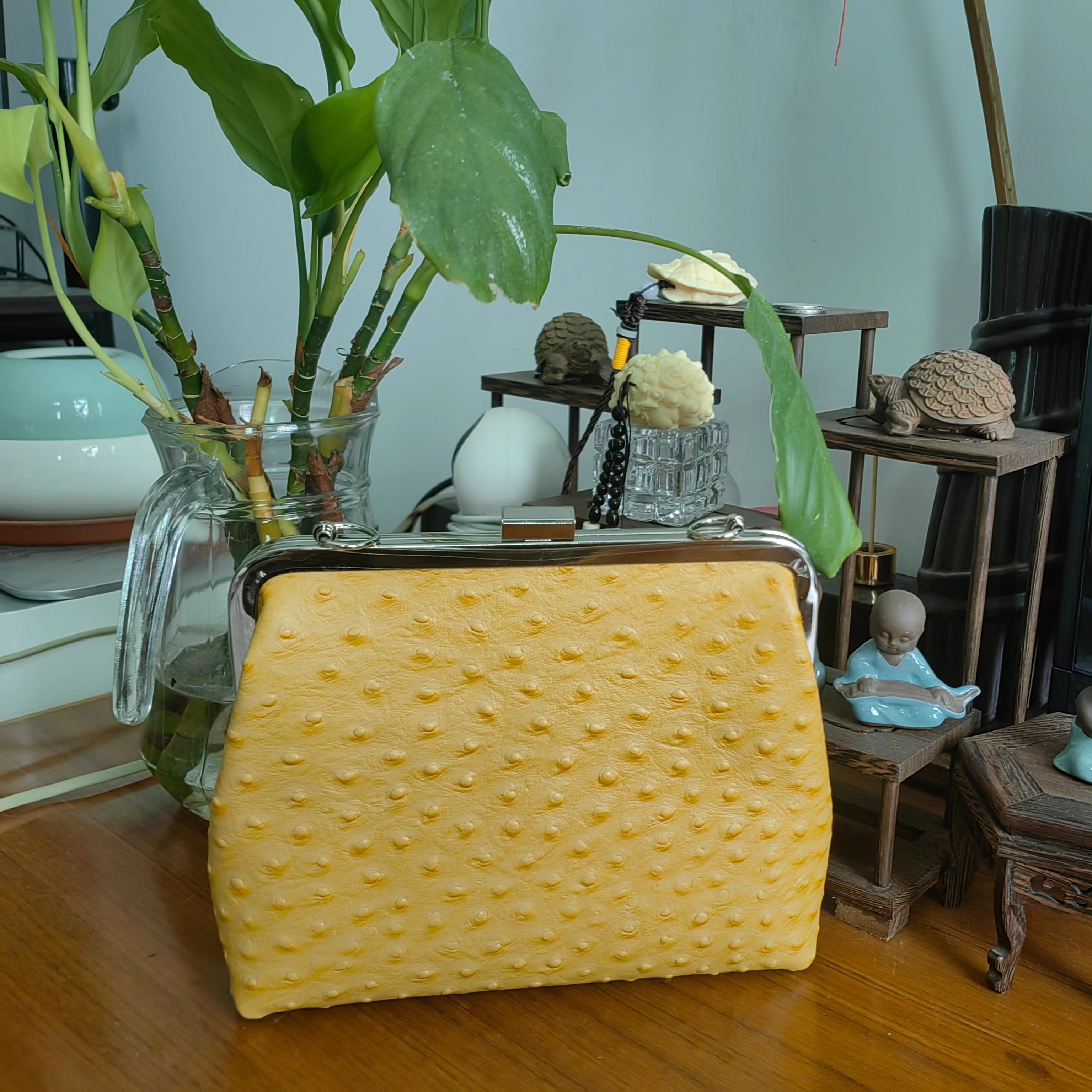 小豆腐真皮手工包斜挎手拎