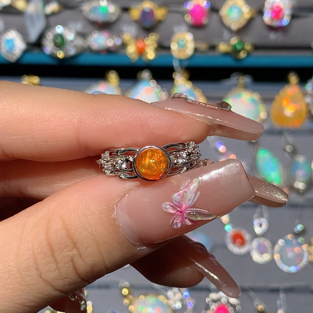 欧泊福利戒指银S925镶嵌