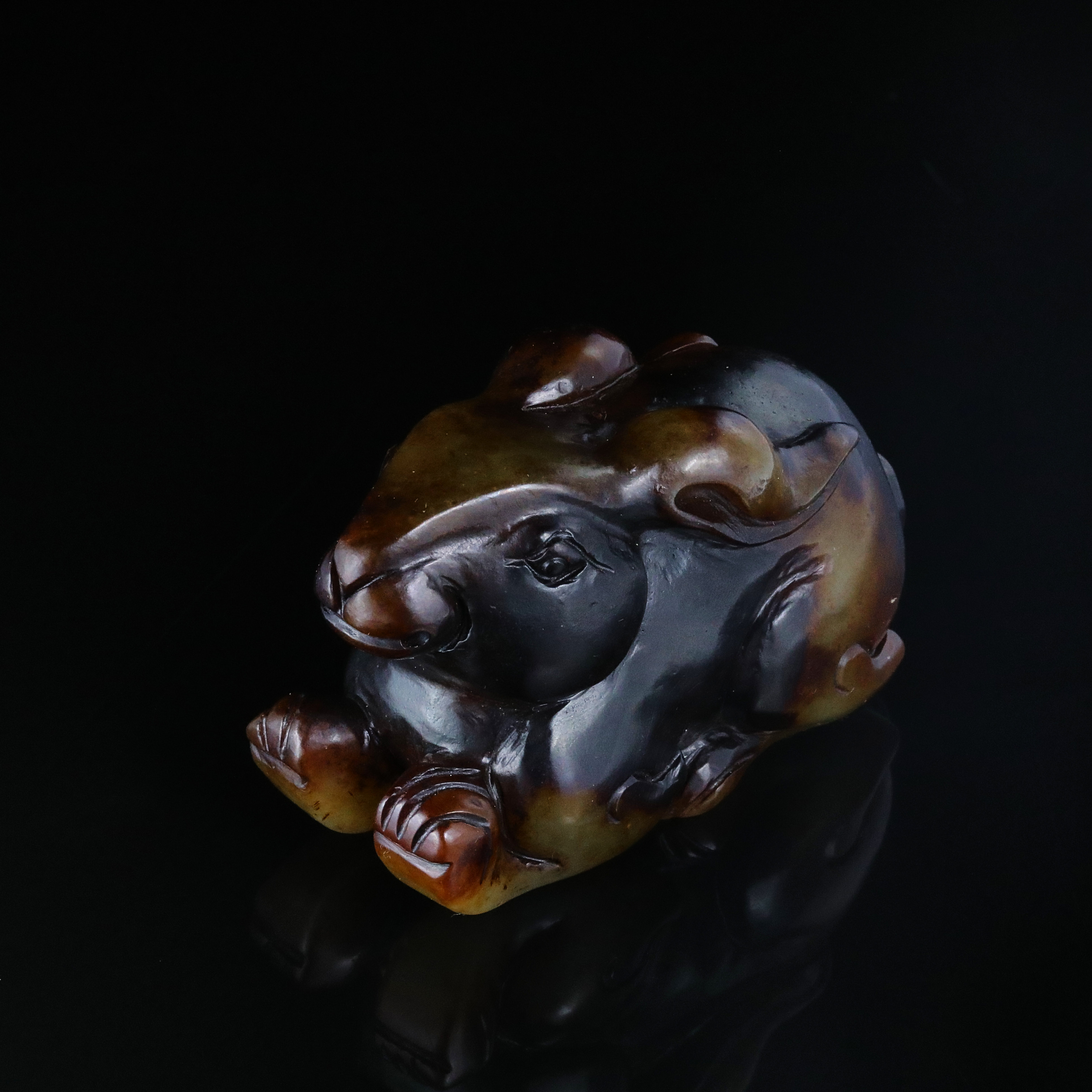 "清中期和田玉兔/ DL537433/ 古玩/收藏/德州文物"