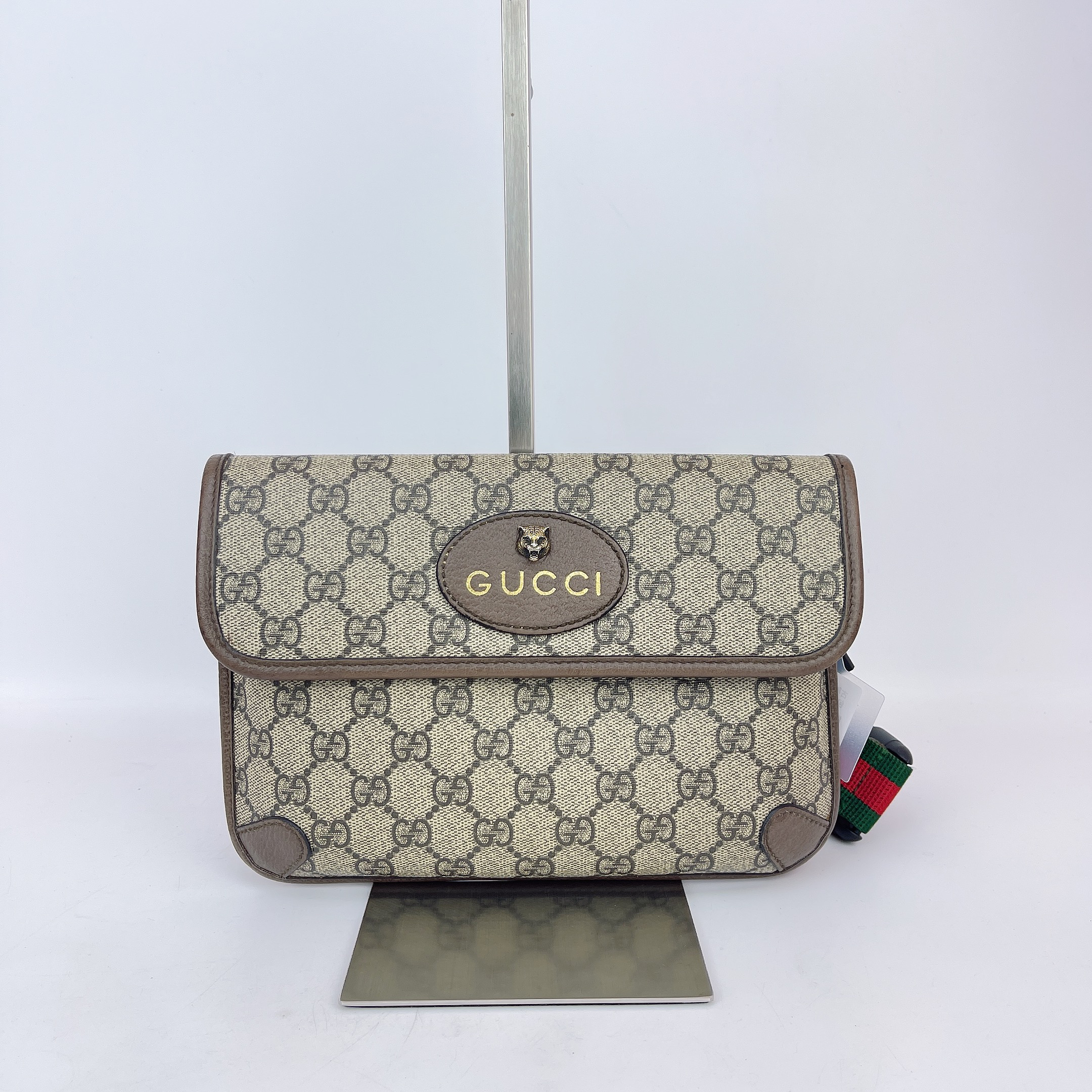 95新 GUCCI/古驰 古驰 棕色老花腰包底长23 D881