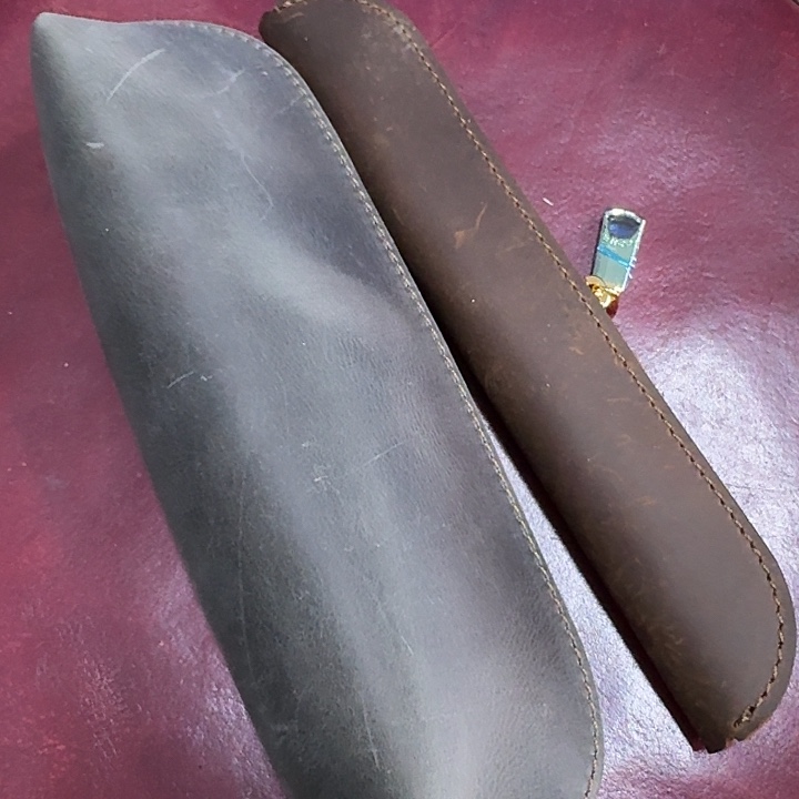 一大一小笔袋真牛皮