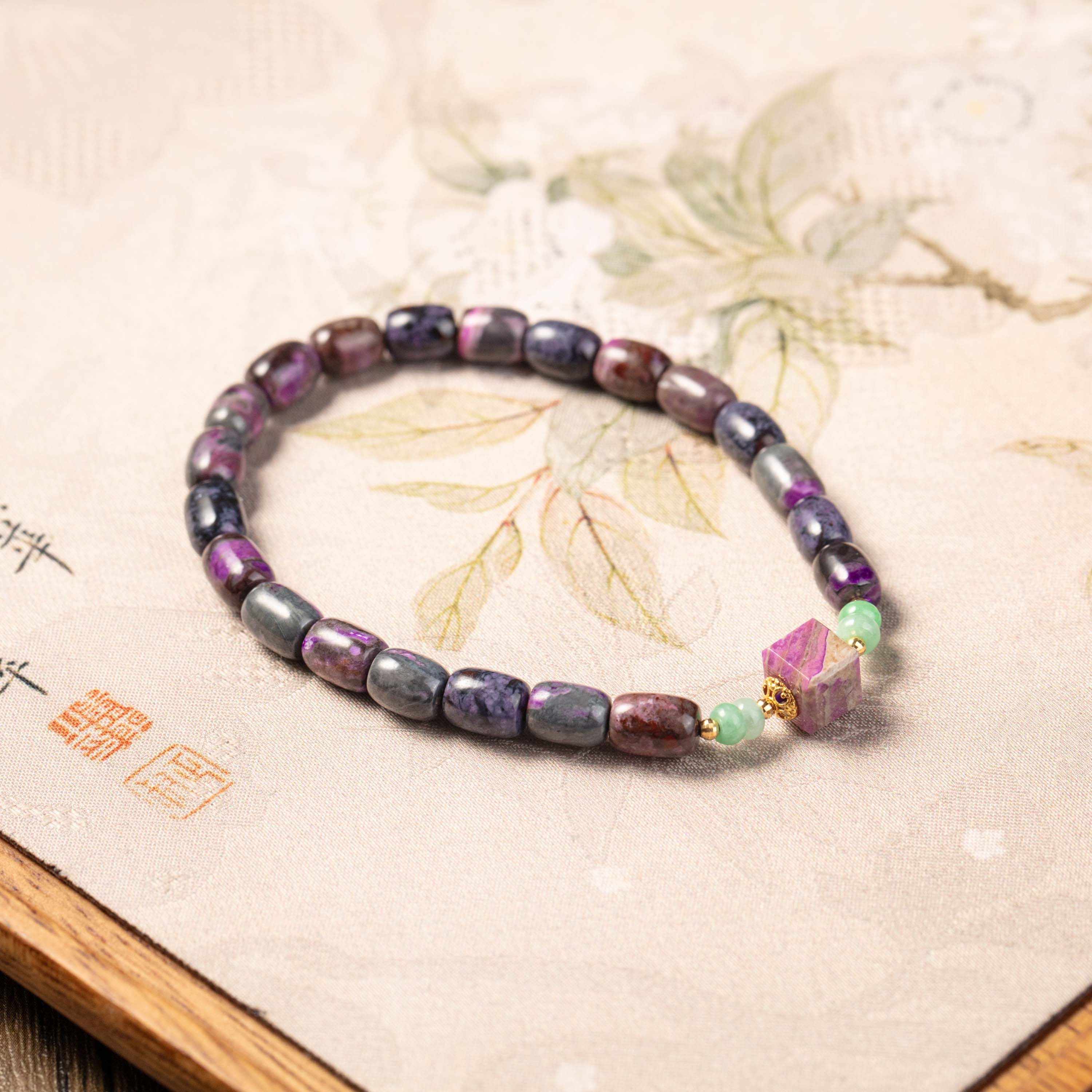 舒俱来桃红樱花桶珠手串多样性发一约5*6mm#B1592191