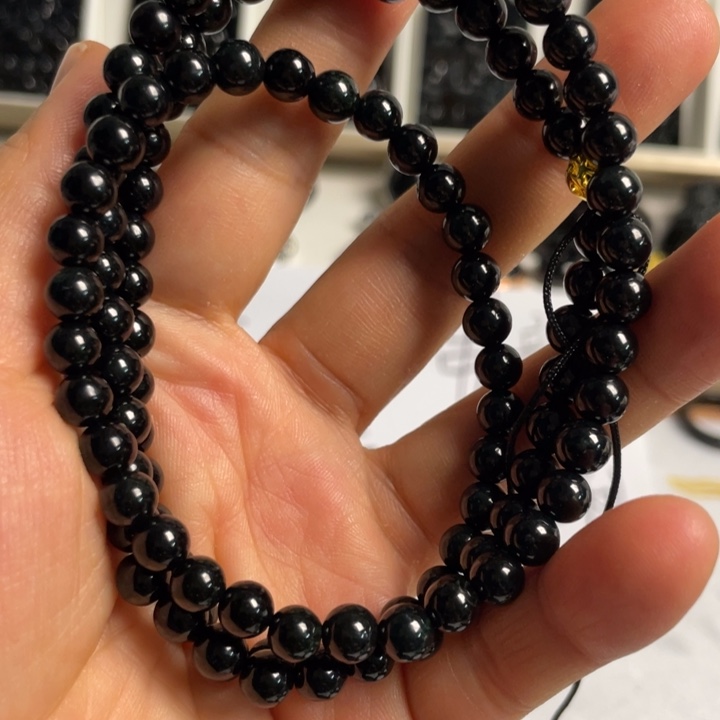 翡翠未镶嵌手串天然翡翠墨翠卡6项链