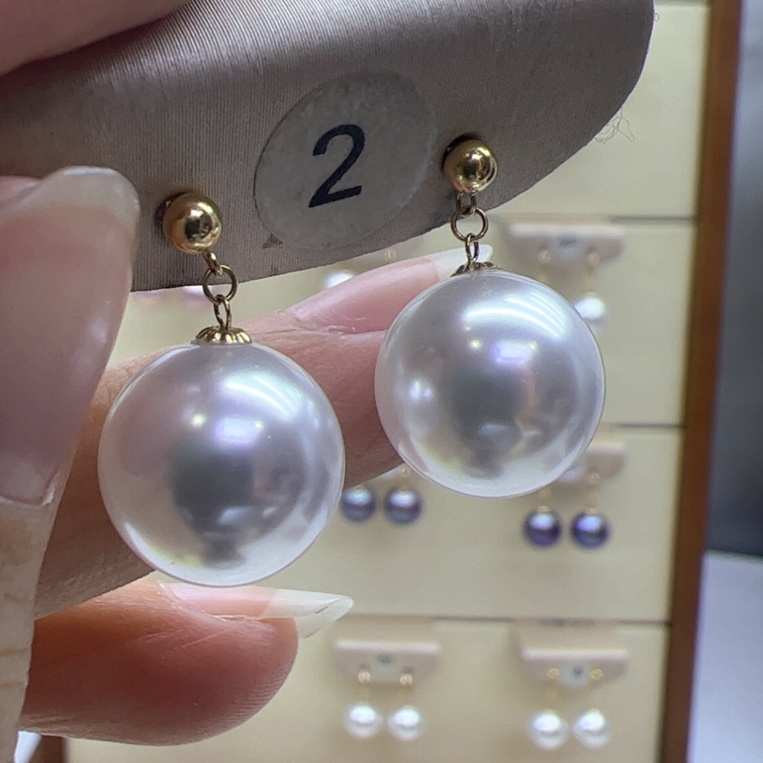 淡水珍珠耳饰18K金镶嵌