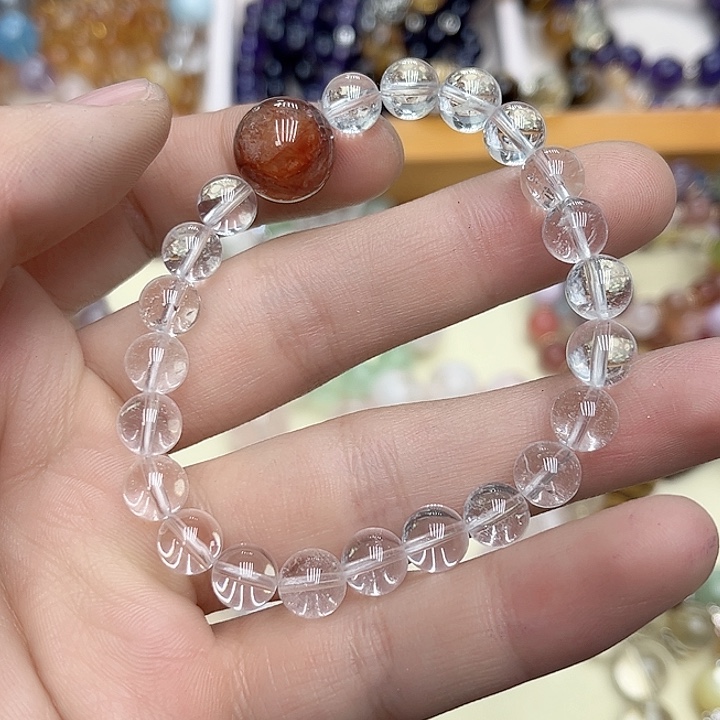 水晶手链未镶嵌红胶花白水8