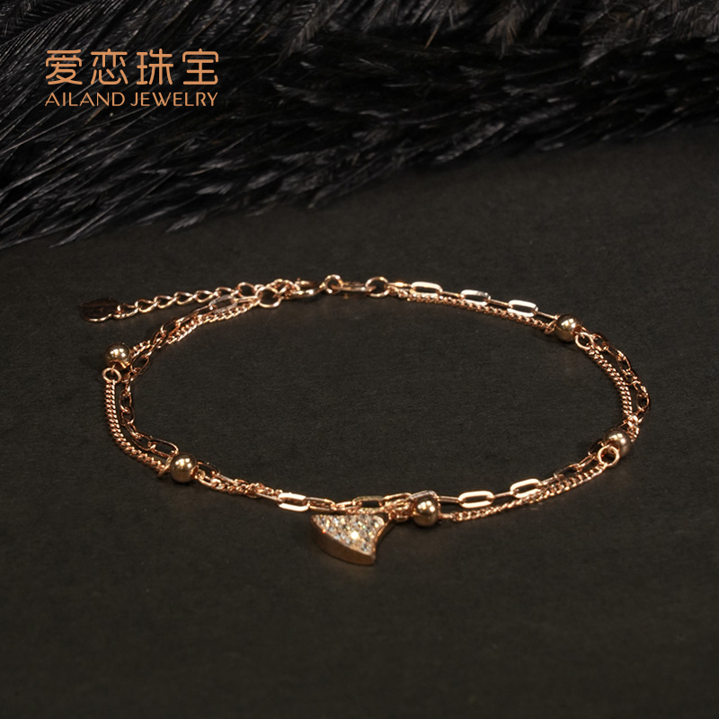 18K金小裙子双层水波纹O字转运珠子手链