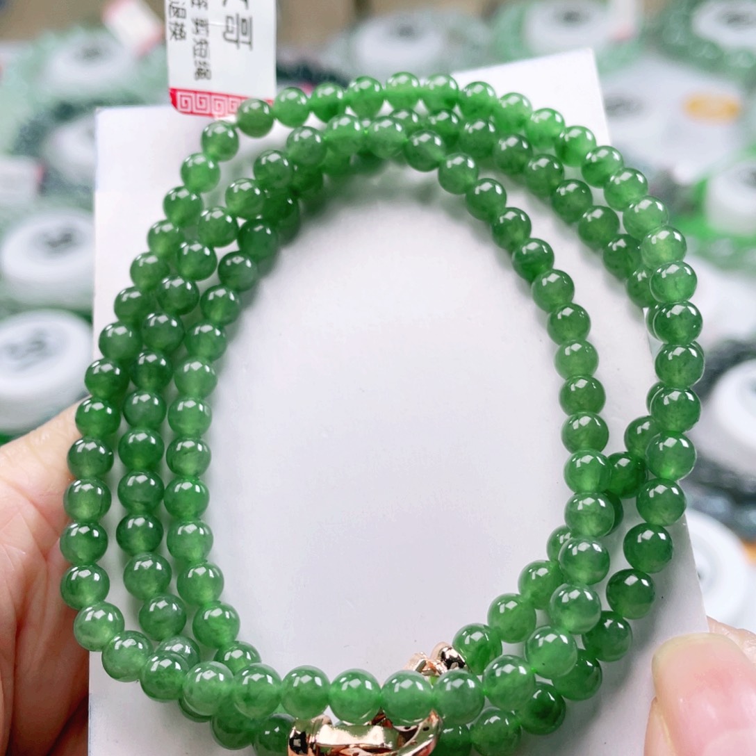 翡翠未镶嵌颈饰天然翡翠项链4.9mm左右