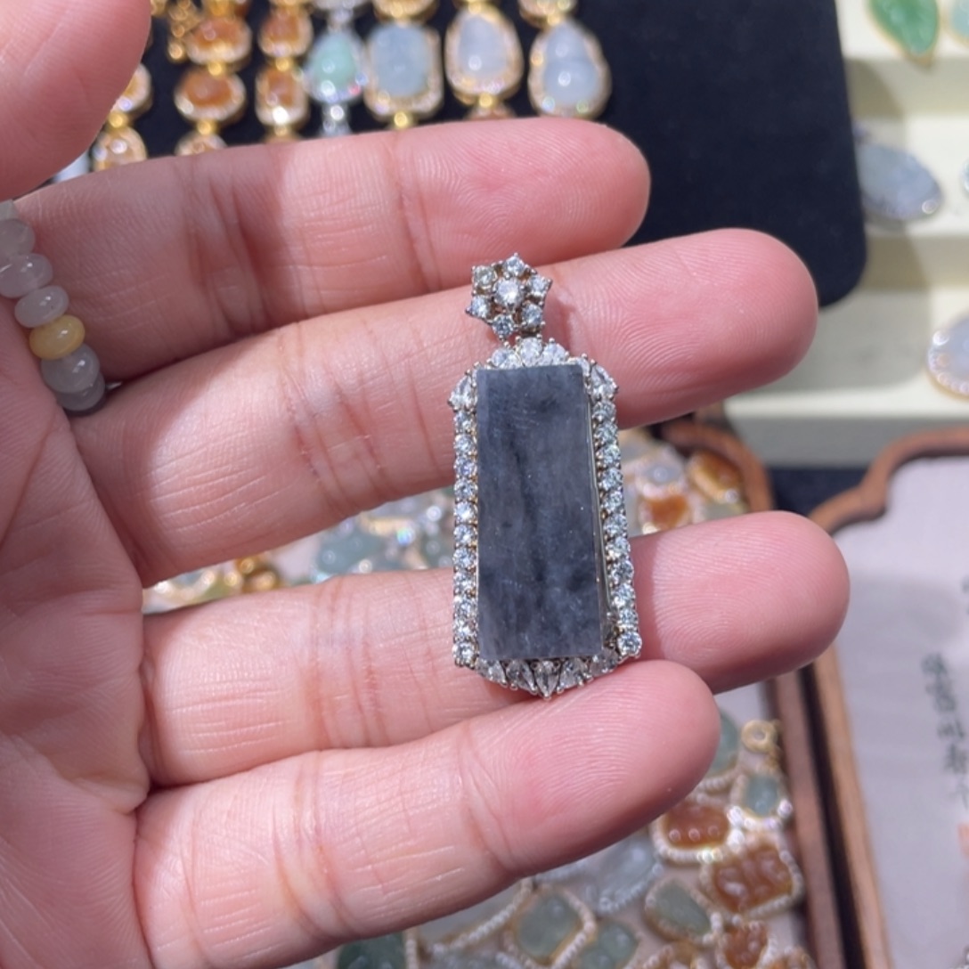 翡翠银S925镶嵌颈饰