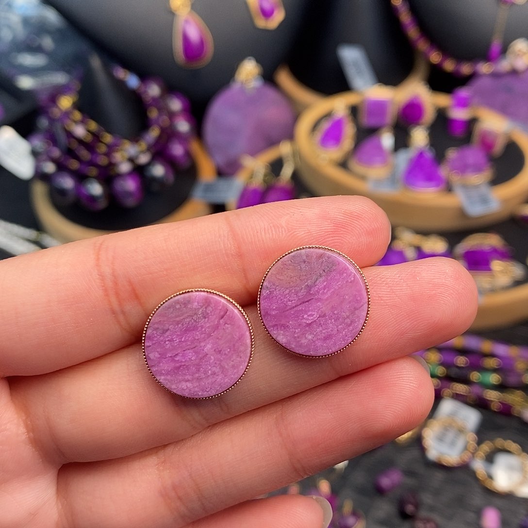 苏纪石（舒俱来）耳饰18K金镶嵌