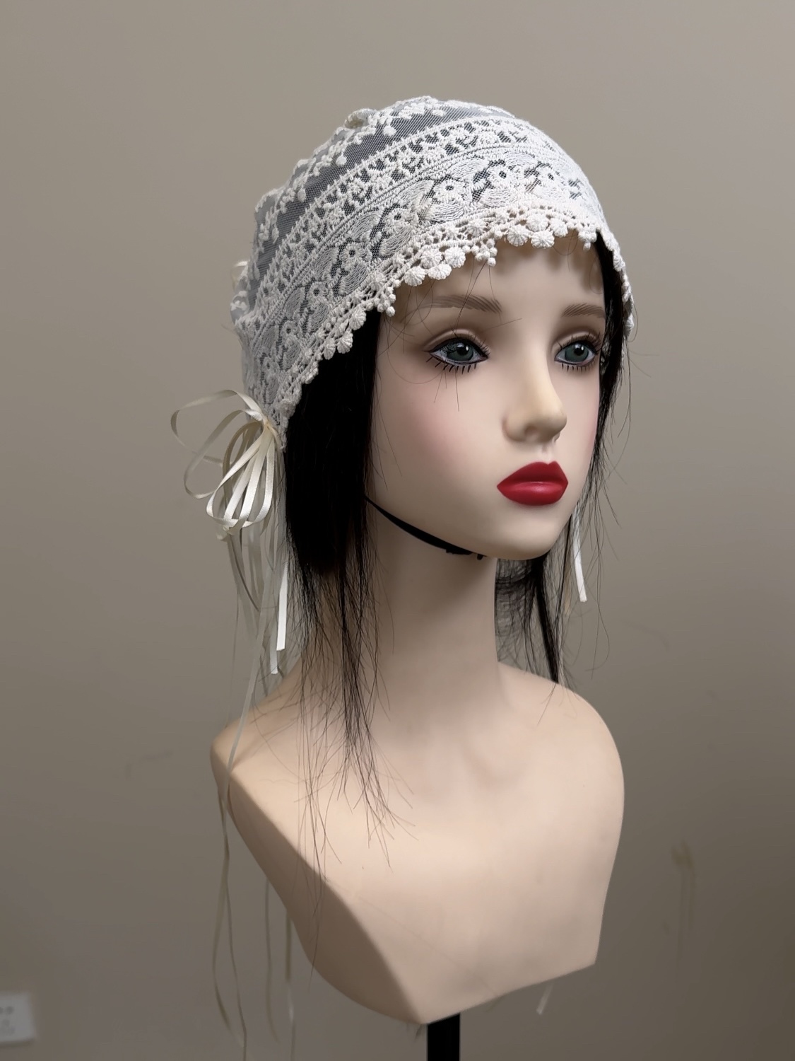 复古蕾丝丝带蝴蝶结包头帽饰