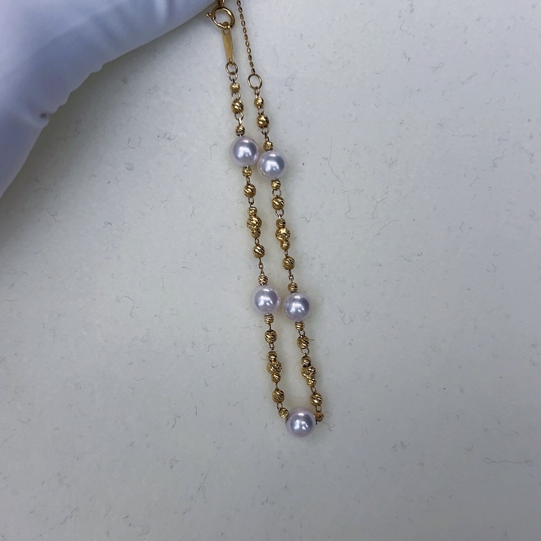 海水珍珠海水akoya设计款手链5-6mm18K金镶嵌
