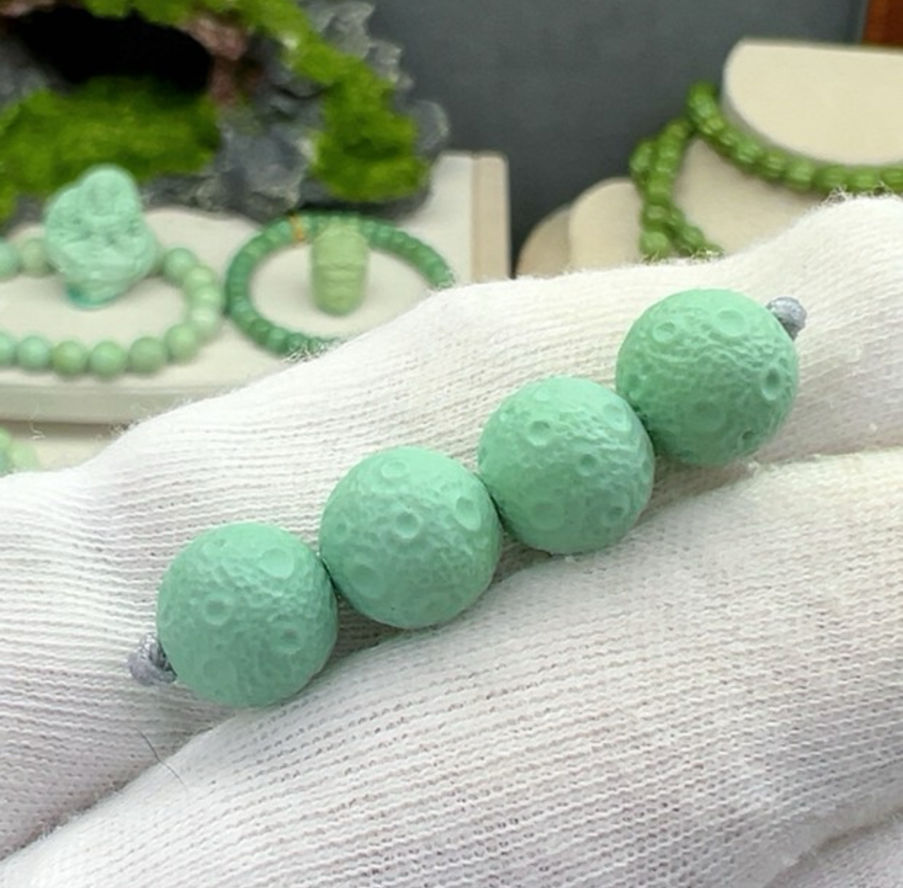 菜籽黄翠青绿星球珠绿松石